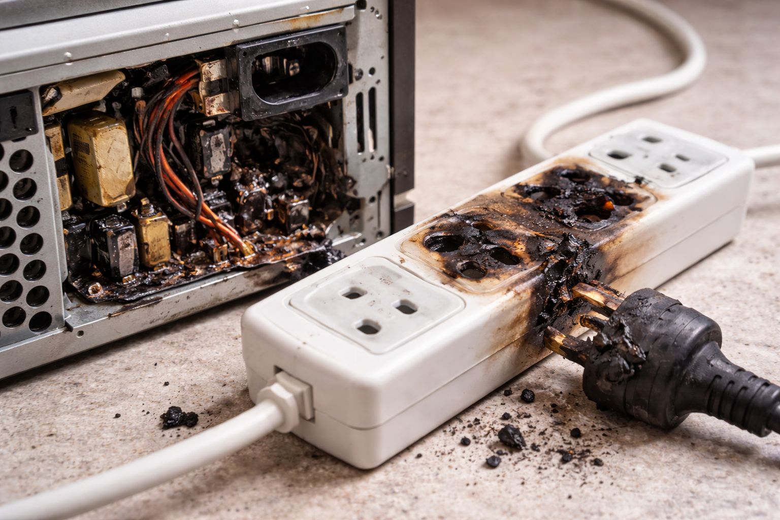 Appliance damage caused by electrical surges in a home