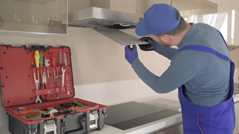 Professional range hood installation with proper ducting in an Inner West kitchen