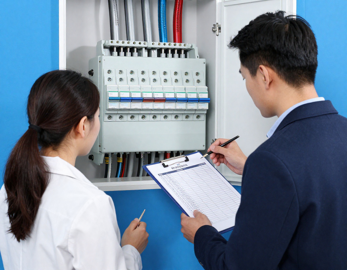 Licensed electrician performing electrical safety inspection