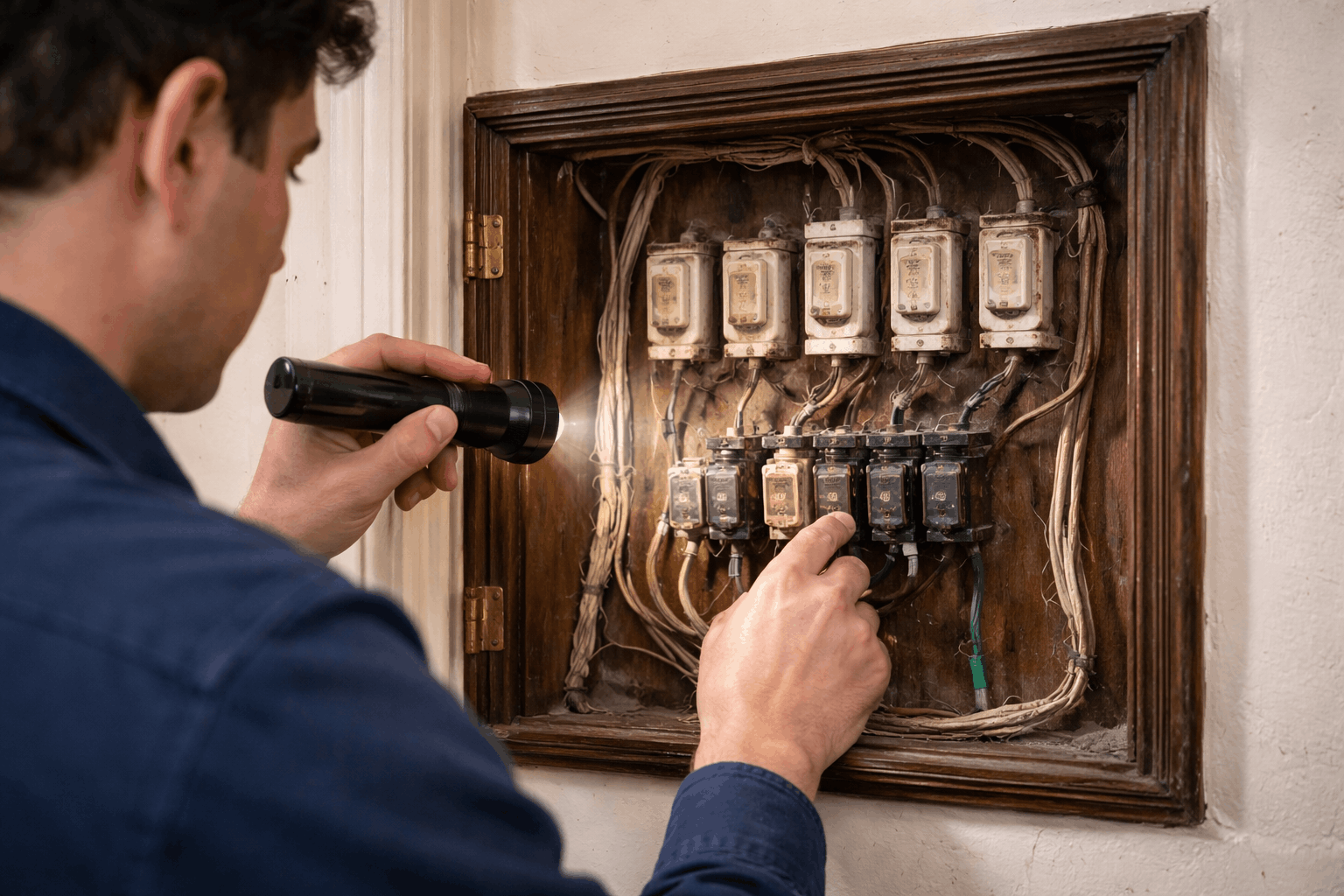 Old electrical wiring found in an Inner West Sydney terrace house