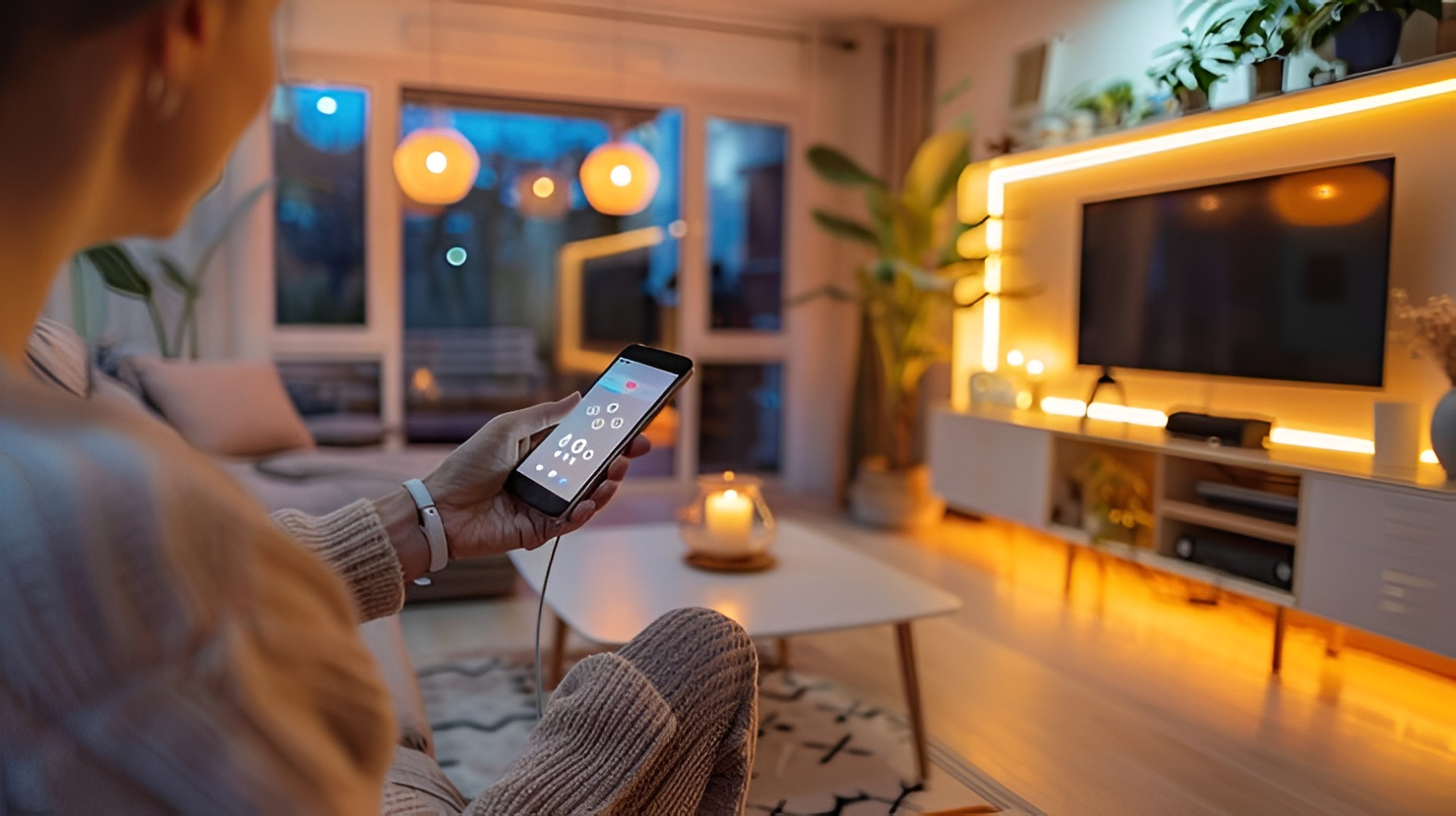 Home automation system app used to control LED lighting and security cameras remotely.